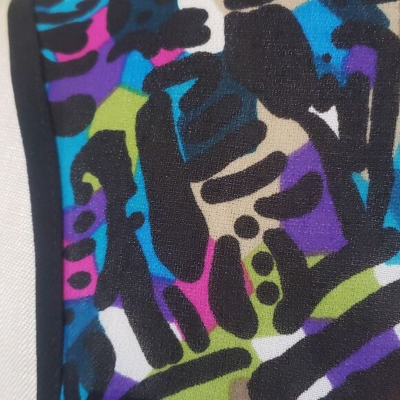 🔴 NICOLE MILLER Sleeveless Collared Top Tunic Colorful Black Bold Lightweight - Picture 10 of 13